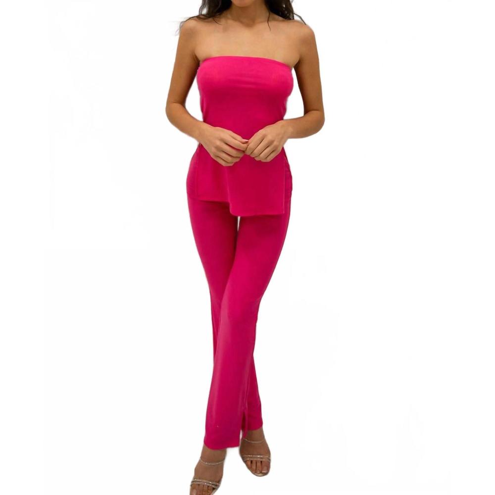 NEW SALTY exclusive getaway mesh crop top and high-rise pants set in fuchsia